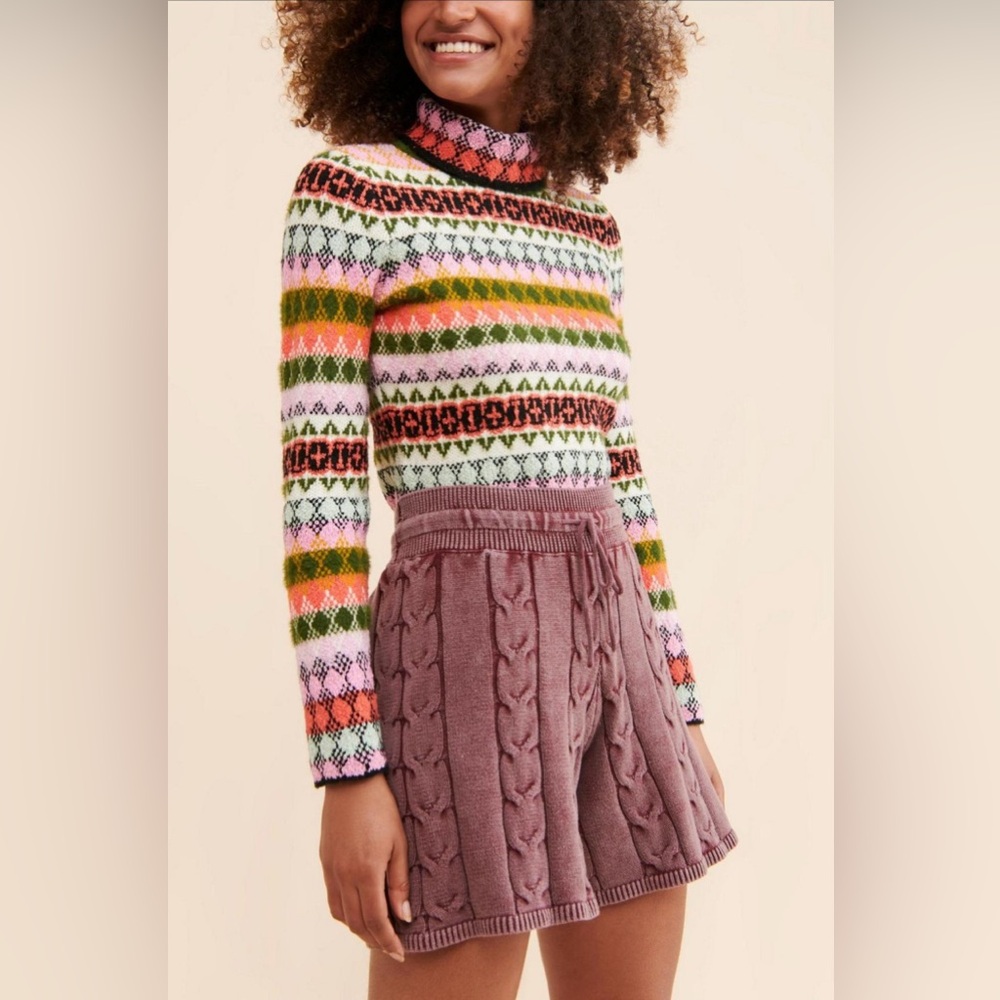 Maeve Anthropologie Carol turtleneck  Multicolor Striped Women's Sweater